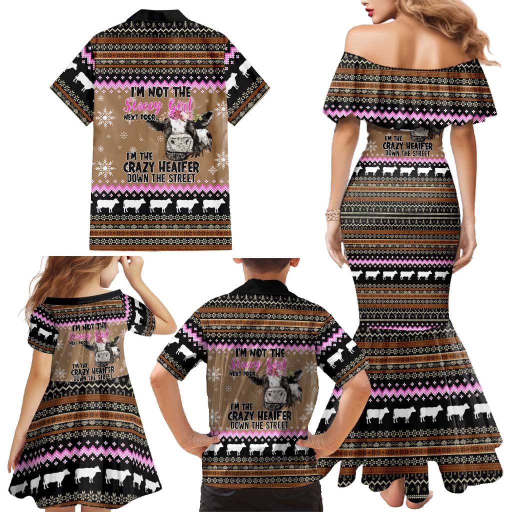The Crazy Heifer Christmas Family Matching Mermaid Dress and Hawaiian Shirt Xmas Holiday Patterns - Wonder Print Shop