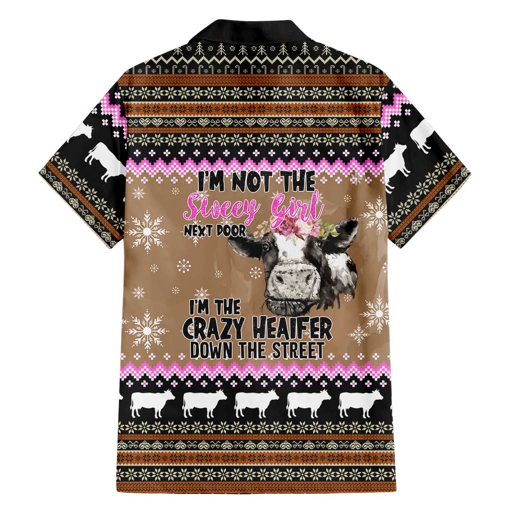 The Crazy Heifer Christmas Family Matching Off Shoulder Short Dress and Hawaiian Shirt Xmas Holiday Patterns - Wonder Print Shop