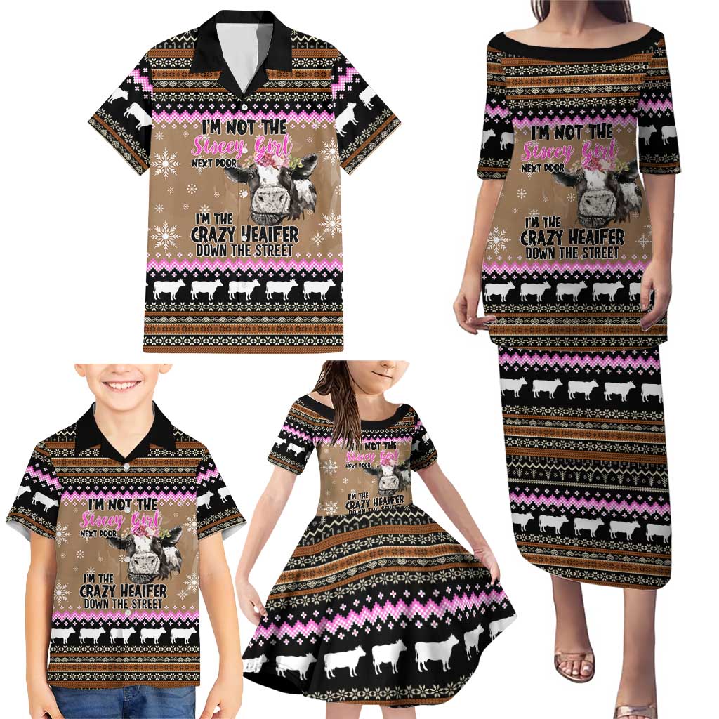The Crazy Heifer Christmas Family Matching Puletasi and Hawaiian Shirt Xmas Holiday Patterns - Wonder Print Shop