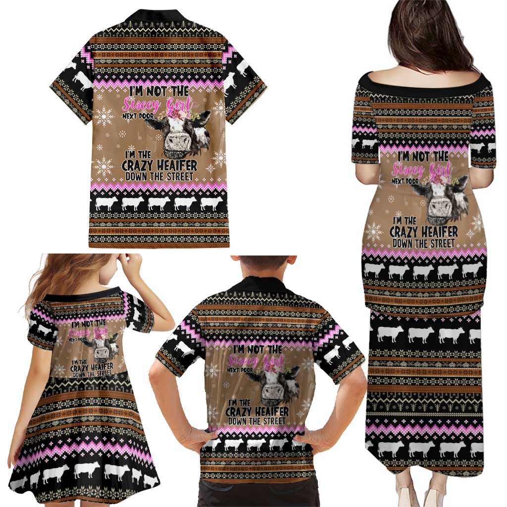 The Crazy Heifer Christmas Family Matching Puletasi and Hawaiian Shirt Xmas Holiday Patterns - Wonder Print Shop