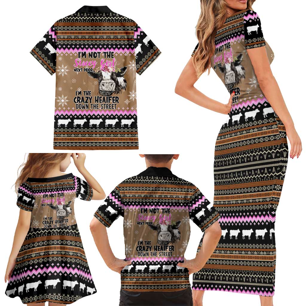 The Crazy Heifer Christmas Family Matching Short Sleeve Bodycon Dress and Hawaiian Shirt Xmas Holiday Patterns - Wonder Print Shop