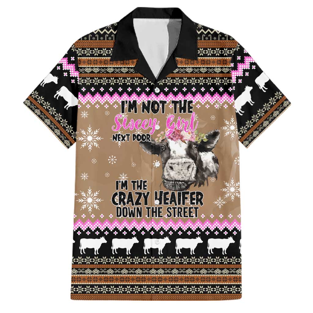 The Crazy Heifer Christmas Family Matching Short Sleeve Bodycon Dress and Hawaiian Shirt Xmas Holiday Patterns - Wonder Print Shop