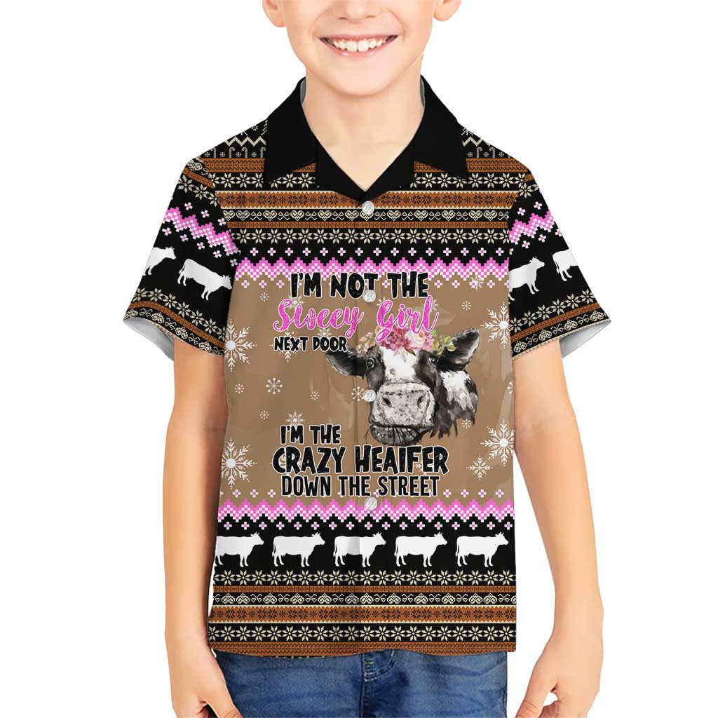 The Crazy Heifer Christmas Family Matching Short Sleeve Bodycon Dress and Hawaiian Shirt Xmas Holiday Patterns - Wonder Print Shop