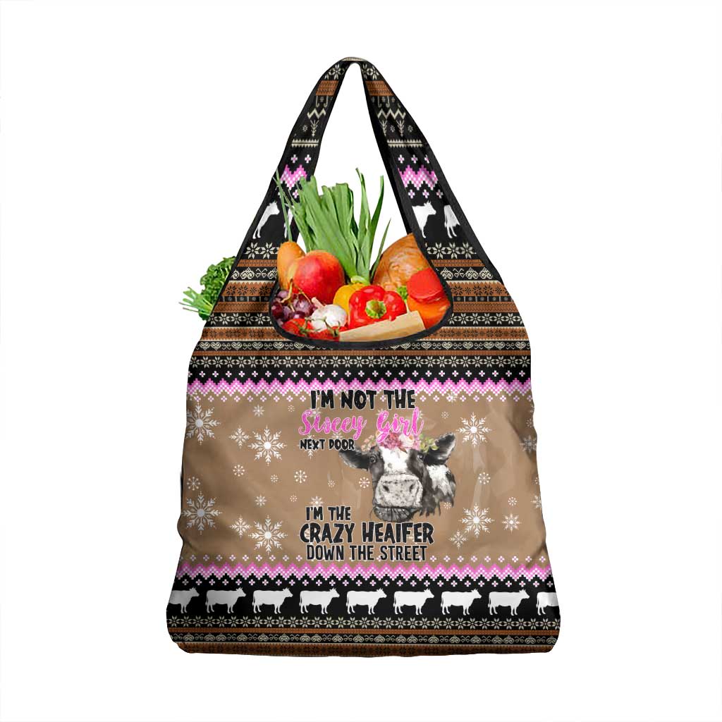 The Crazy Heifer Christmas Grocery Bag Xmas Holiday Patterns - Wonder Print Shop