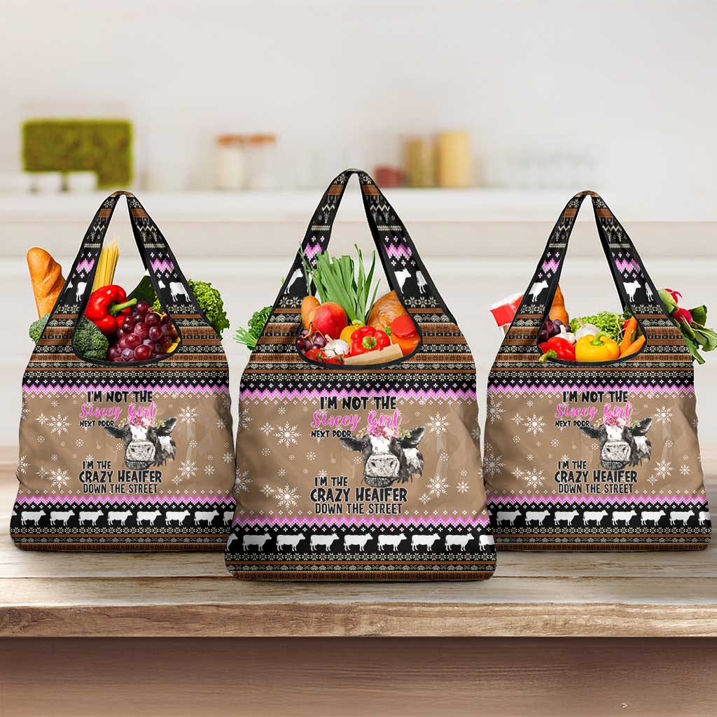 The Crazy Heifer Christmas Grocery Bag Xmas Holiday Patterns - Wonder Print Shop