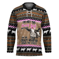 The Crazy Heifer Christmas Hockey Jersey Xmas Holiday Patterns - Wonder Print Shop