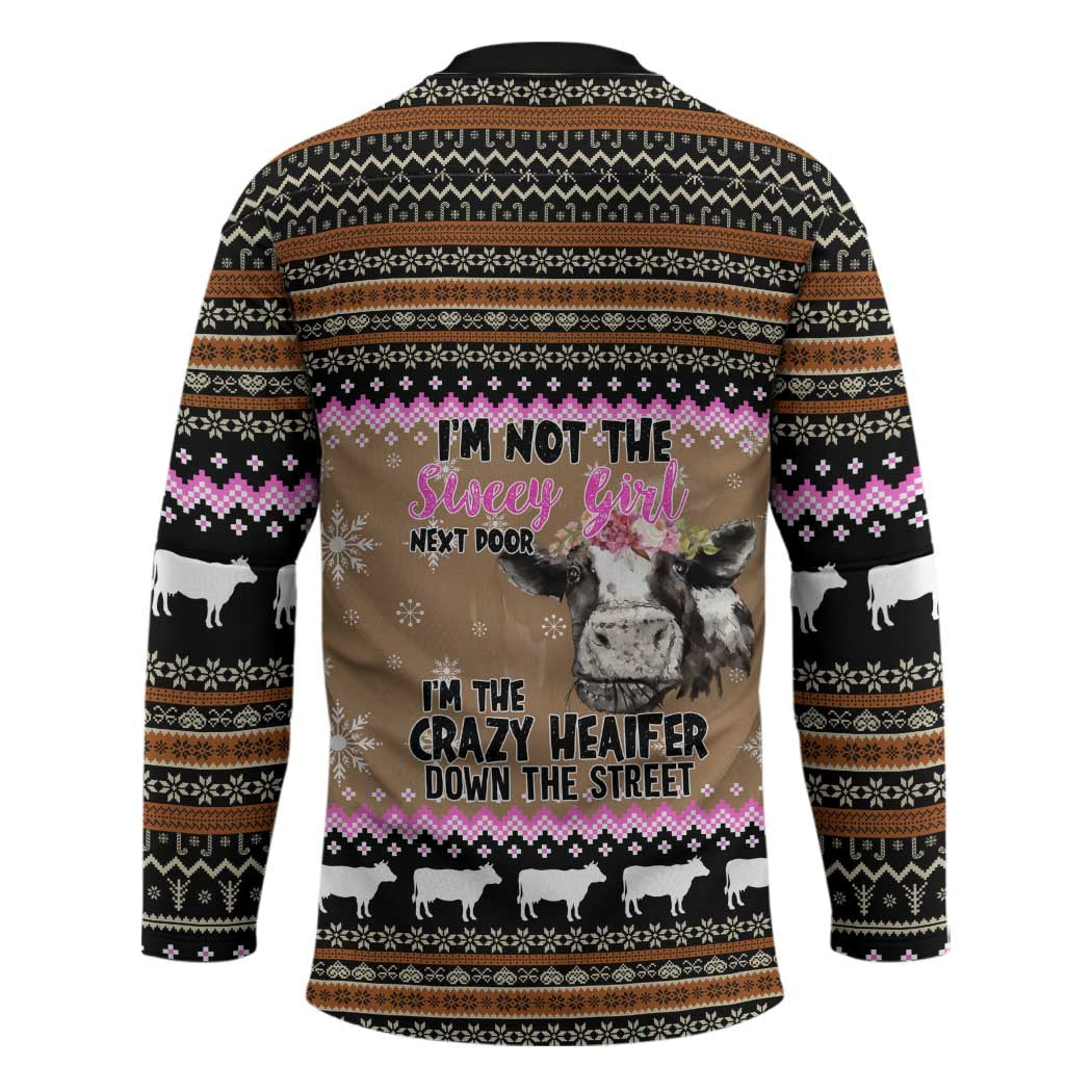 The Crazy Heifer Christmas Hockey Jersey Xmas Holiday Patterns - Wonder Print Shop
