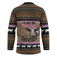 The Crazy Heifer Christmas Hockey Jersey Xmas Holiday Patterns - Wonder Print Shop