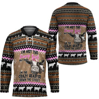 The Crazy Heifer Christmas Hockey Jersey Xmas Holiday Patterns - Wonder Print Shop