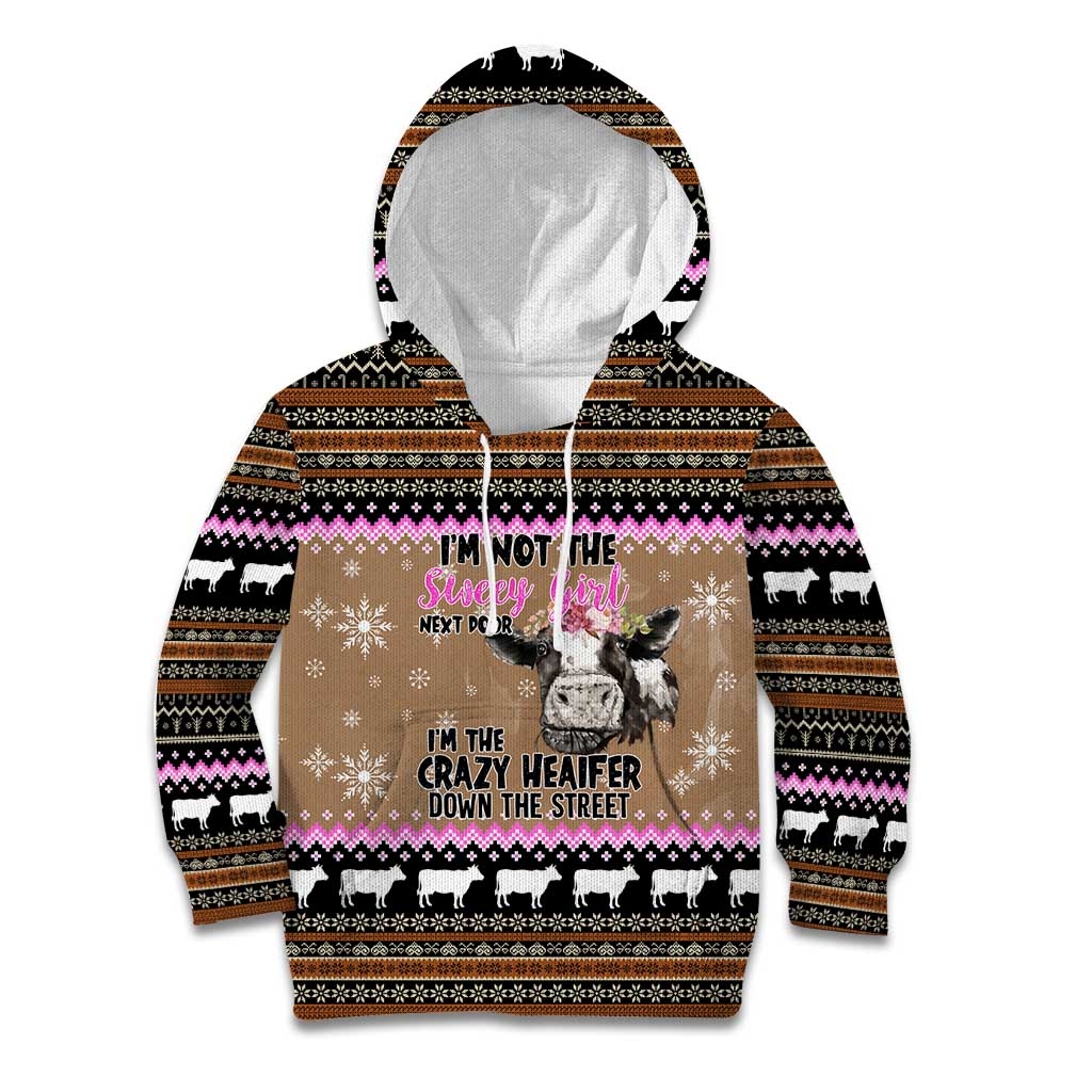 The Crazy Heifer Christmas Kid Hoodie Xmas Holiday Patterns - Wonder Print Shop