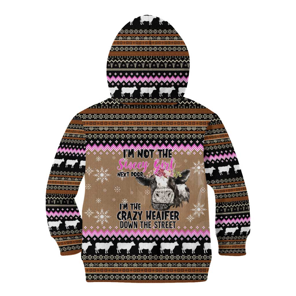 The Crazy Heifer Christmas Kid Hoodie Xmas Holiday Patterns - Wonder Print Shop