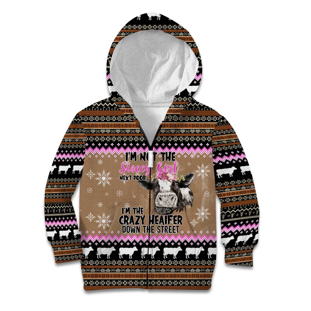 The Crazy Heifer Christmas Kid Hoodie Xmas Holiday Patterns - Wonder Print Shop