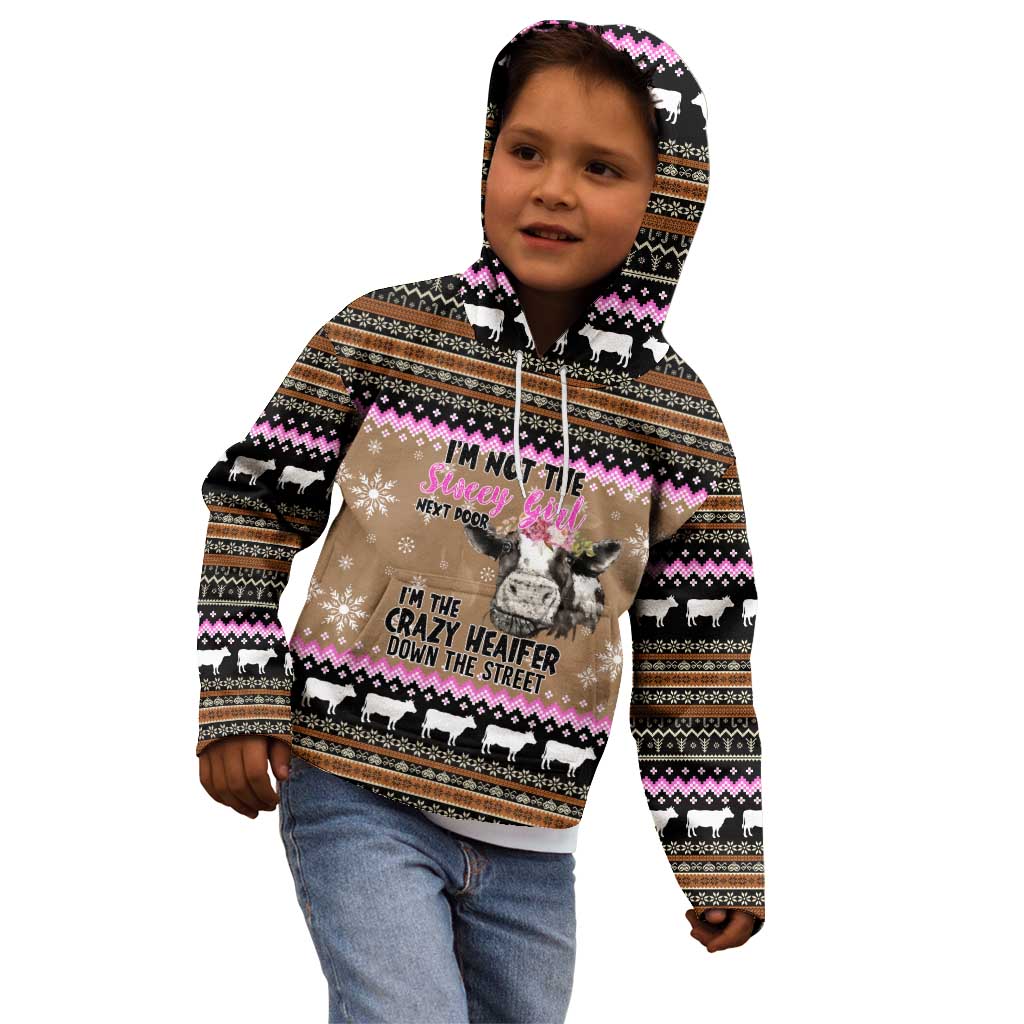 The Crazy Heifer Christmas Kid Hoodie Xmas Holiday Patterns - Wonder Print Shop