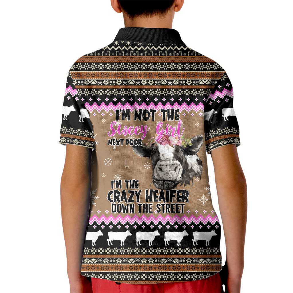 The Crazy Heifer Christmas Kid Polo Shirt Xmas Holiday Patterns - Wonder Print Shop