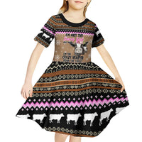 The Crazy Heifer Christmas Kid Short Sleeve Dress Xmas Holiday Patterns - Wonder Print Shop