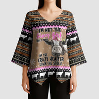 The Crazy Heifer Christmas Kimono Sleeve Blouse Xmas Holiday Patterns - Wonder Print Shop