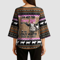 The Crazy Heifer Christmas Kimono Sleeve Blouse Xmas Holiday Patterns - Wonder Print Shop