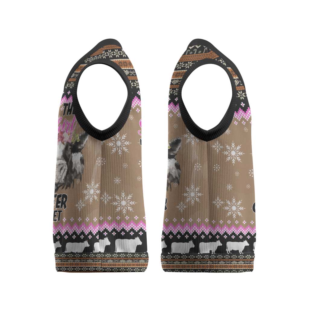 The Crazy Heifer Christmas Knitted V-Neck Vest Xmas Holiday Patterns - Wonder Print Shop