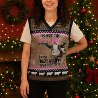 The Crazy Heifer Christmas Knitted V-Neck Vest Xmas Holiday Patterns - Wonder Print Shop