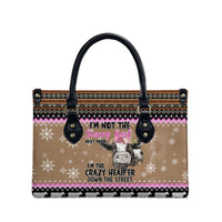 The Crazy Heifer Christmas Leather Bag Xmas Holiday Patterns - Wonder Print Shop