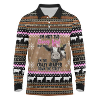 The Crazy Heifer Christmas Long Sleeve Polo Shirt Xmas Holiday Patterns - Wonder Print Shop