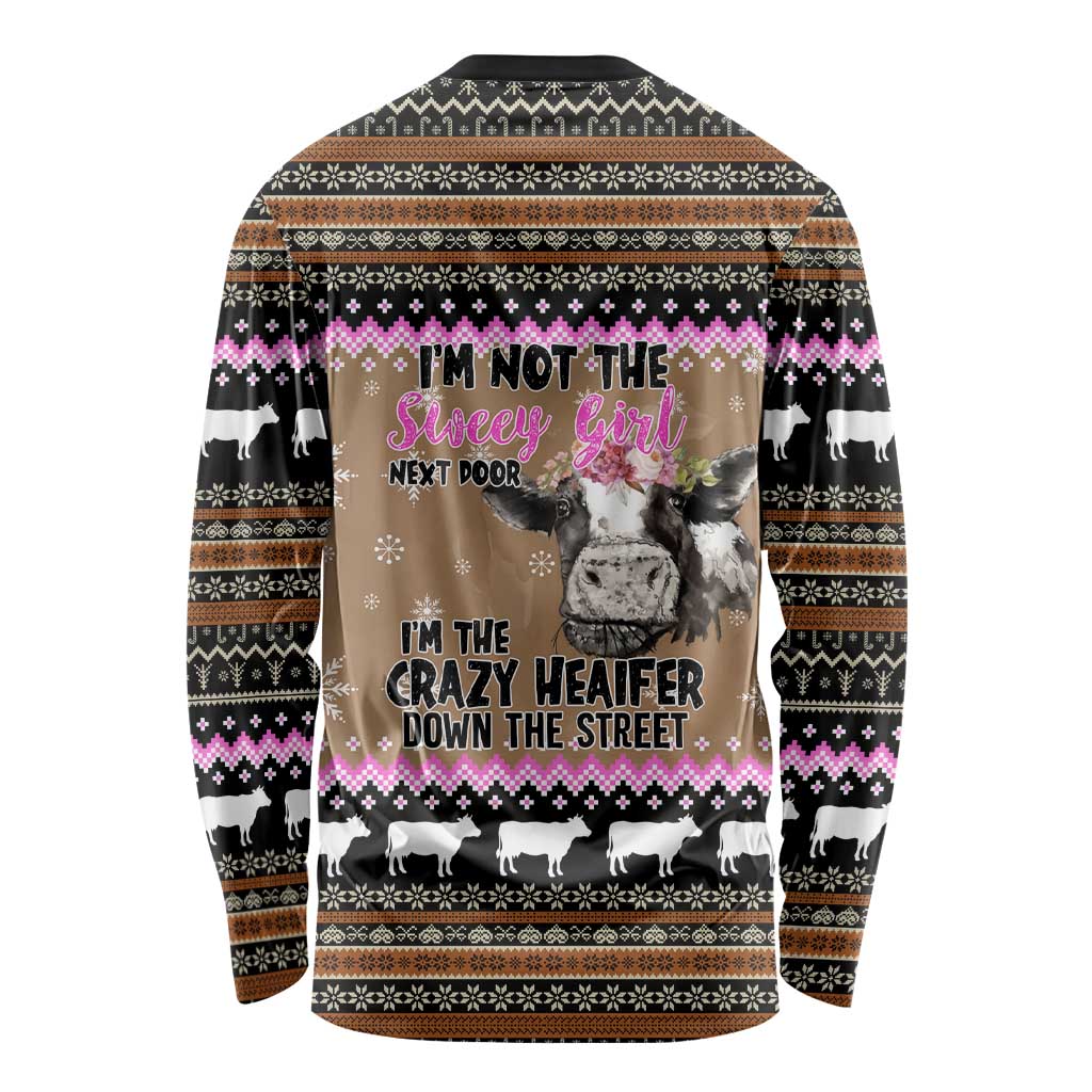 The Crazy Heifer Christmas Long Sleeve Shirt Xmas Holiday Patterns - Wonder Print Shop