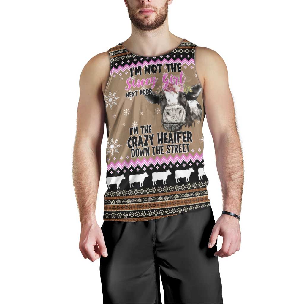 The Crazy Heifer Christmas Men Tank Top Xmas Holiday Patterns - Wonder Print Shop