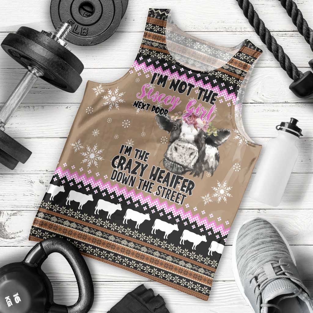 The Crazy Heifer Christmas Men Tank Top Xmas Holiday Patterns - Wonder Print Shop