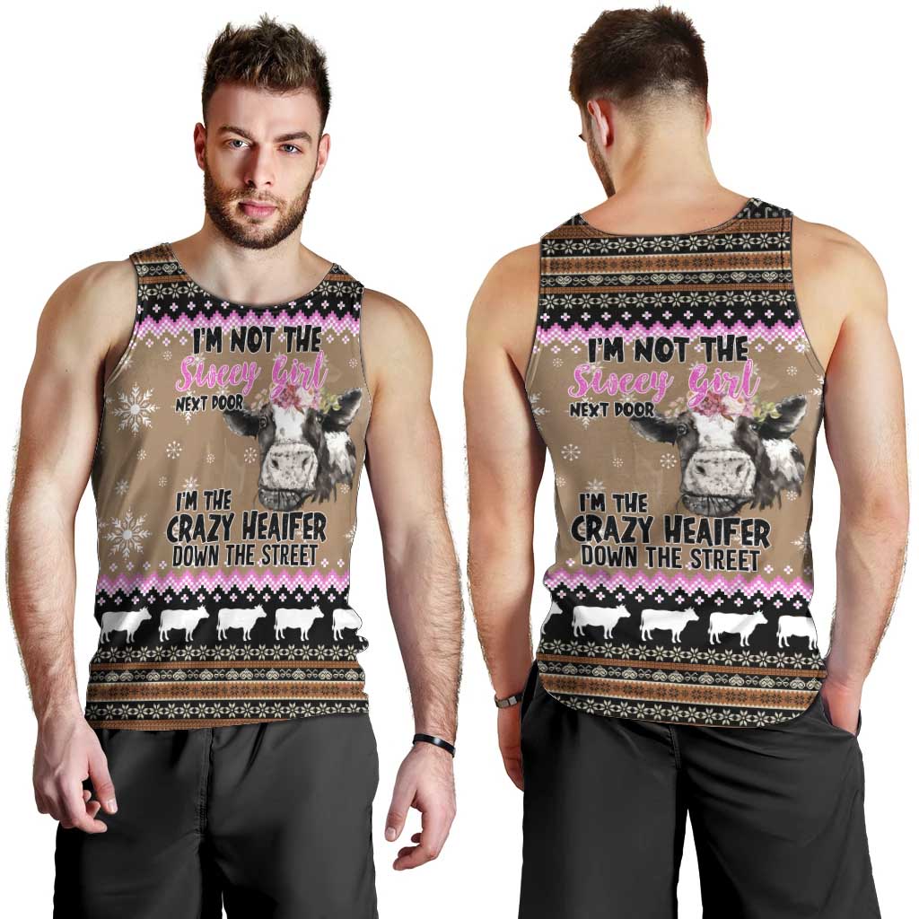 The Crazy Heifer Christmas Men Tank Top Xmas Holiday Patterns - Wonder Print Shop
