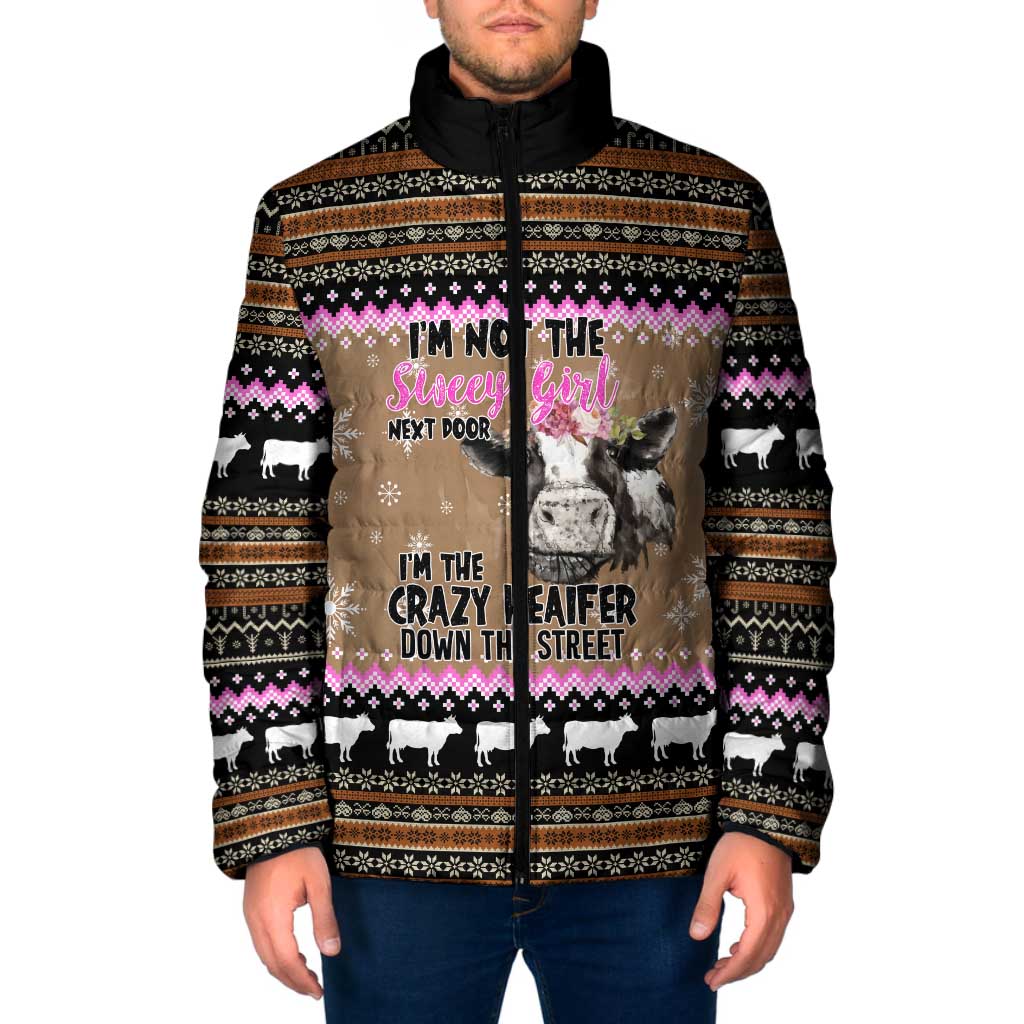 The Crazy Heifer Christmas Padded Jacket Xmas Holiday Patterns - Wonder Print Shop
