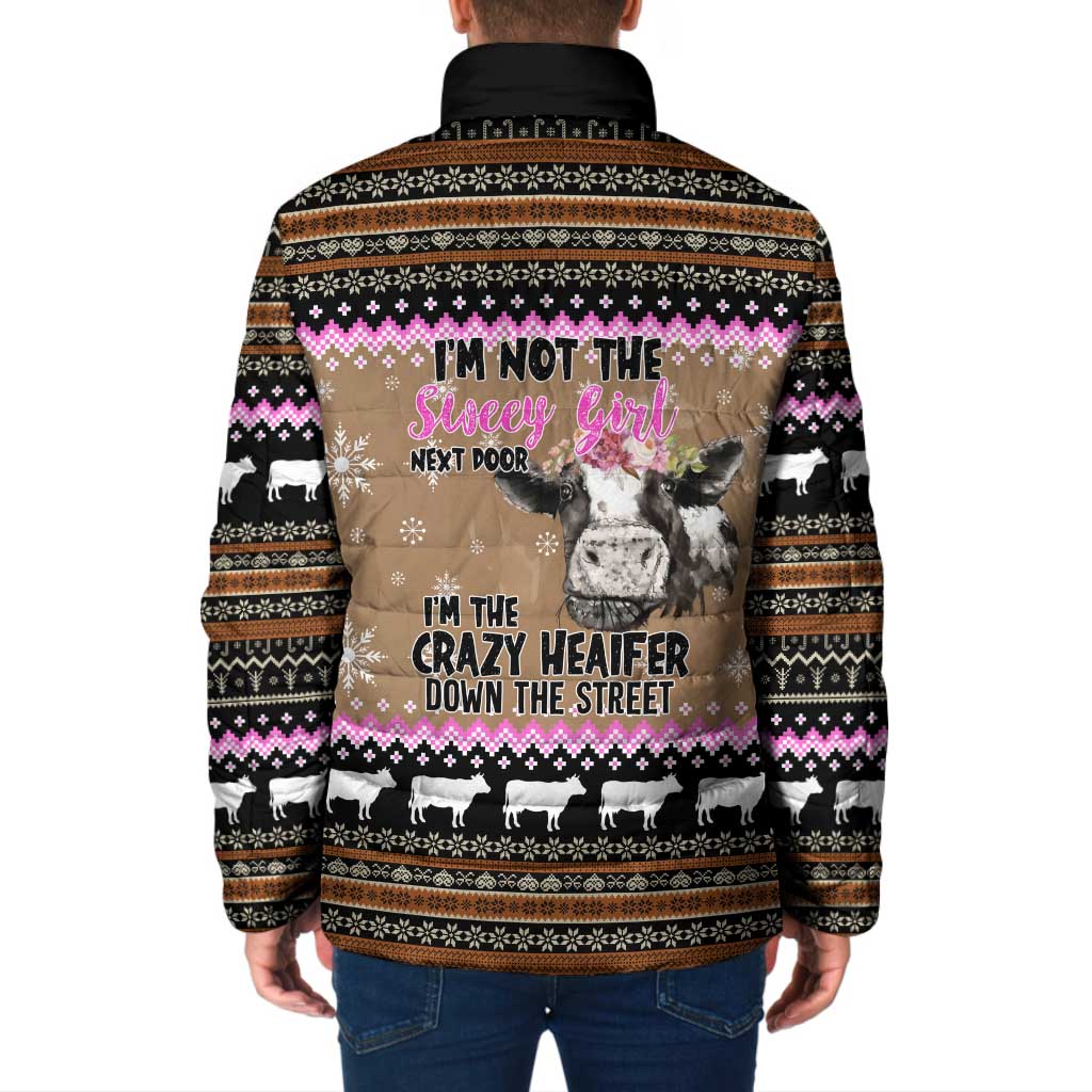 The Crazy Heifer Christmas Padded Jacket Xmas Holiday Patterns - Wonder Print Shop