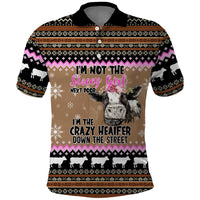 The Crazy Heifer Christmas Polo Shirt Xmas Holiday Patterns - Wonder Print Shop