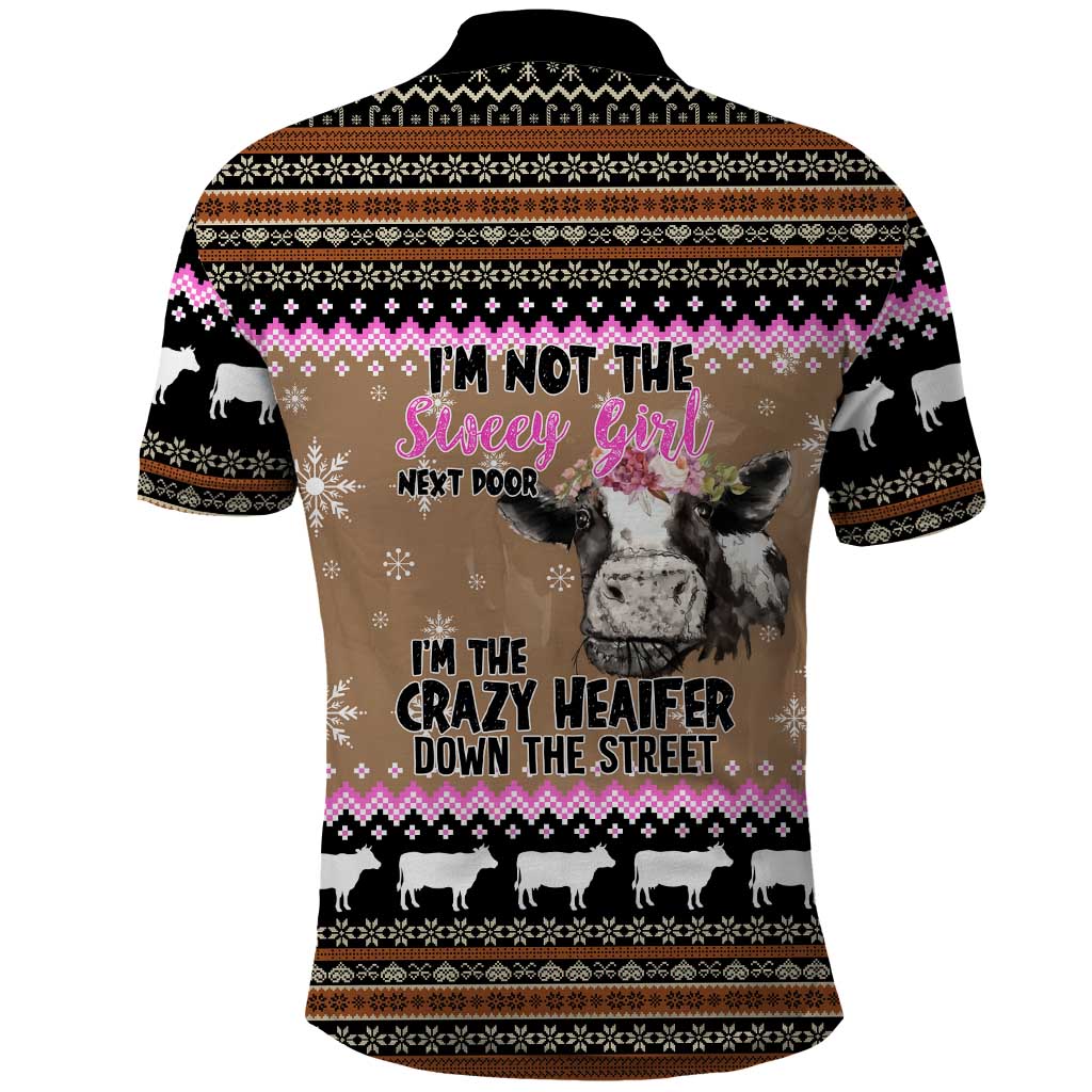 The Crazy Heifer Christmas Polo Shirt Xmas Holiday Patterns - Wonder Print Shop