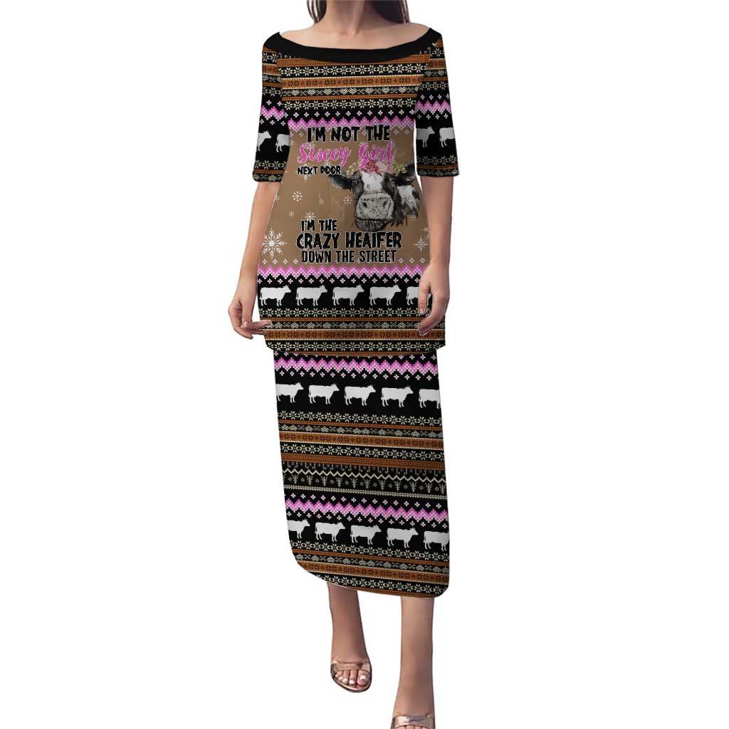 The Crazy Heifer Christmas Puletasi Xmas Holiday Patterns - Wonder Print Shop