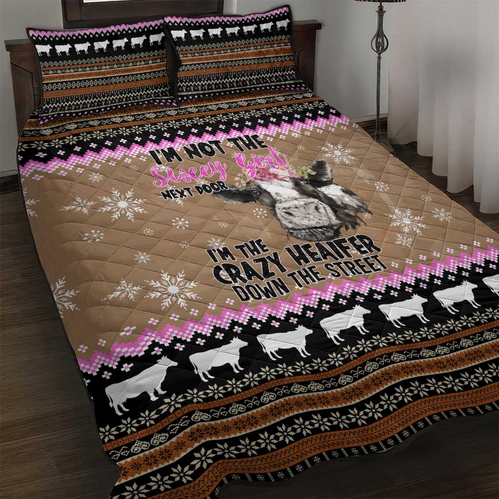 The Crazy Heifer Christmas Quilt Bed Set Xmas Holiday Patterns - Wonder Print Shop