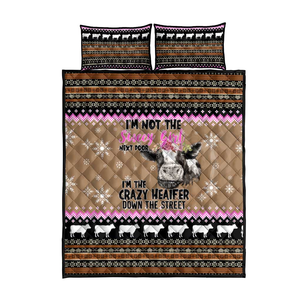 The Crazy Heifer Christmas Quilt Bed Set Xmas Holiday Patterns - Wonder Print Shop