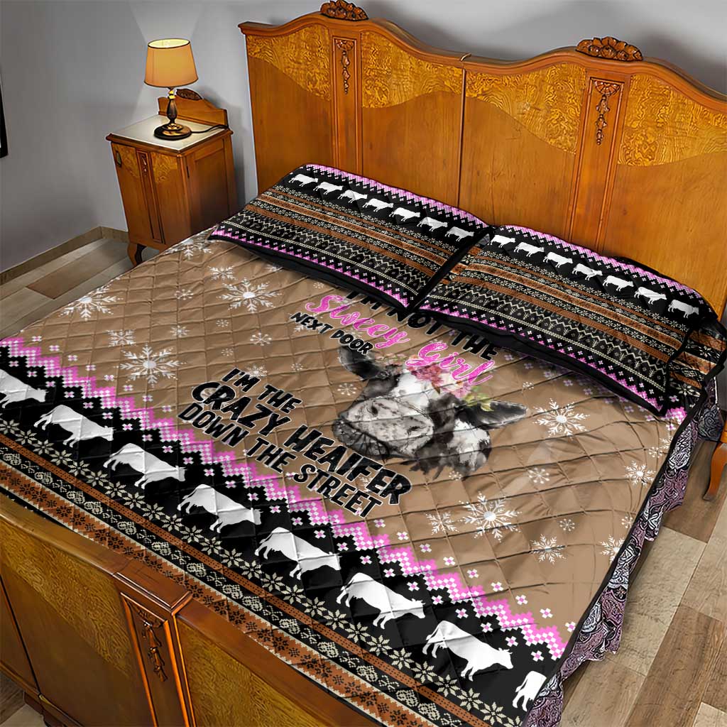 The Crazy Heifer Christmas Quilt Bed Set Xmas Holiday Patterns - Wonder Print Shop