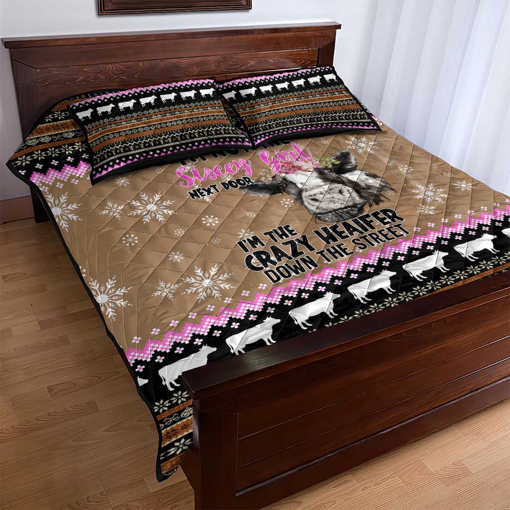The Crazy Heifer Christmas Quilt Bed Set Xmas Holiday Patterns - Wonder Print Shop