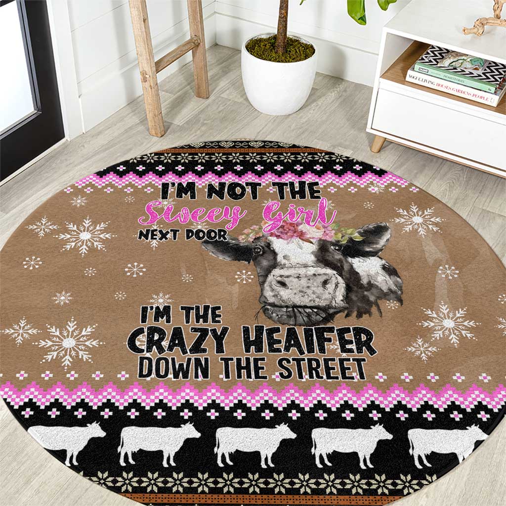 The Crazy Heifer Christmas Round Carpet Xmas Holiday Patterns - Wonder Print Shop