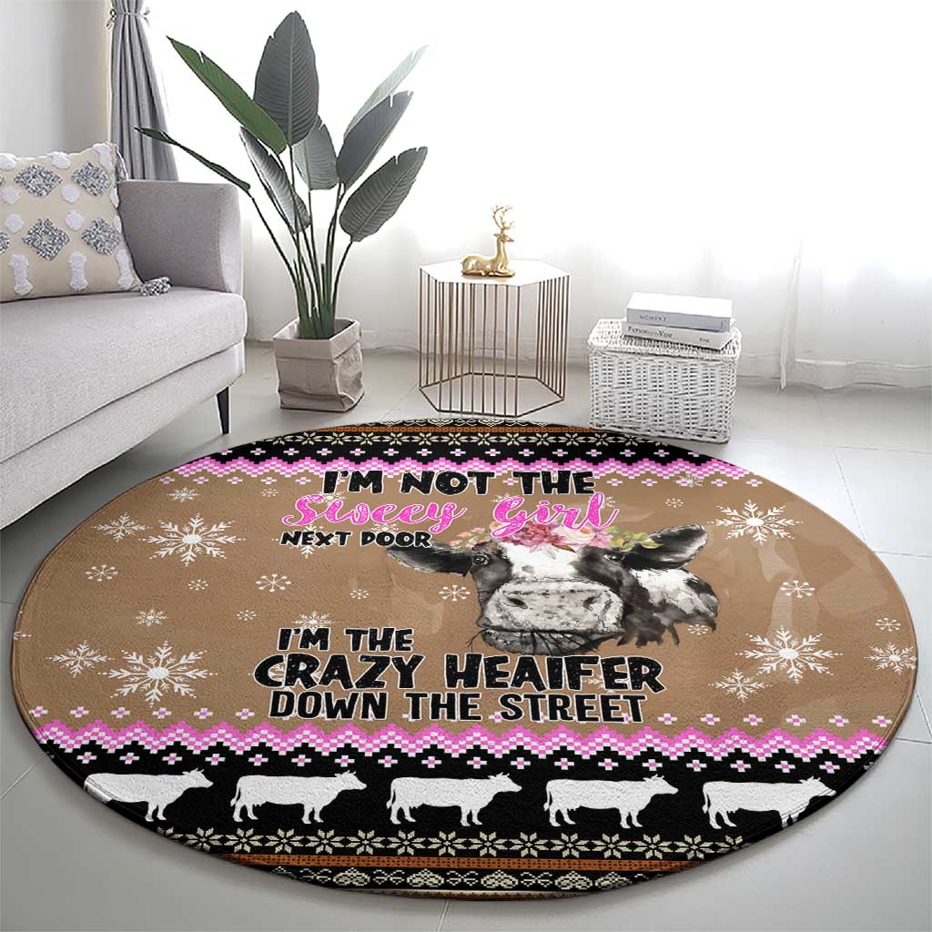 The Crazy Heifer Christmas Round Carpet Xmas Holiday Patterns - Wonder Print Shop