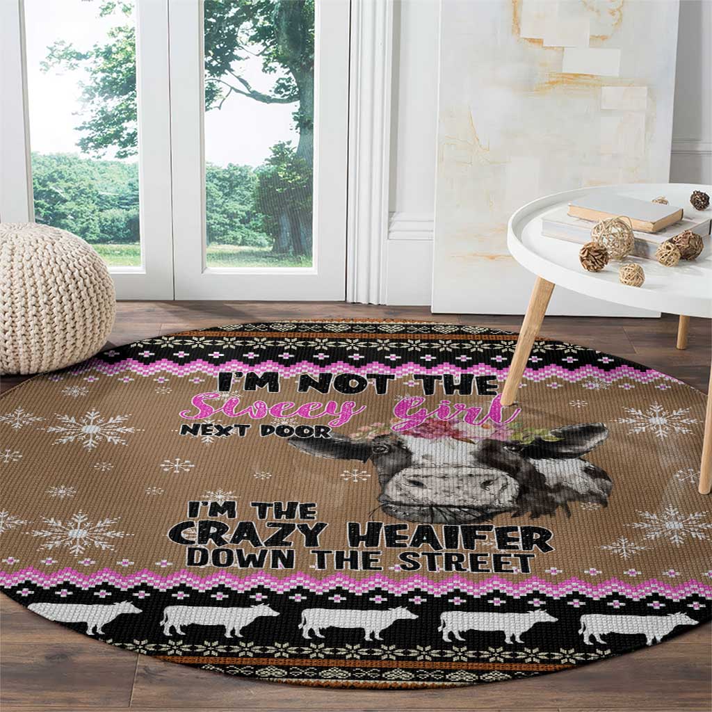 The Crazy Heifer Christmas Round Carpet Xmas Holiday Patterns - Wonder Print Shop