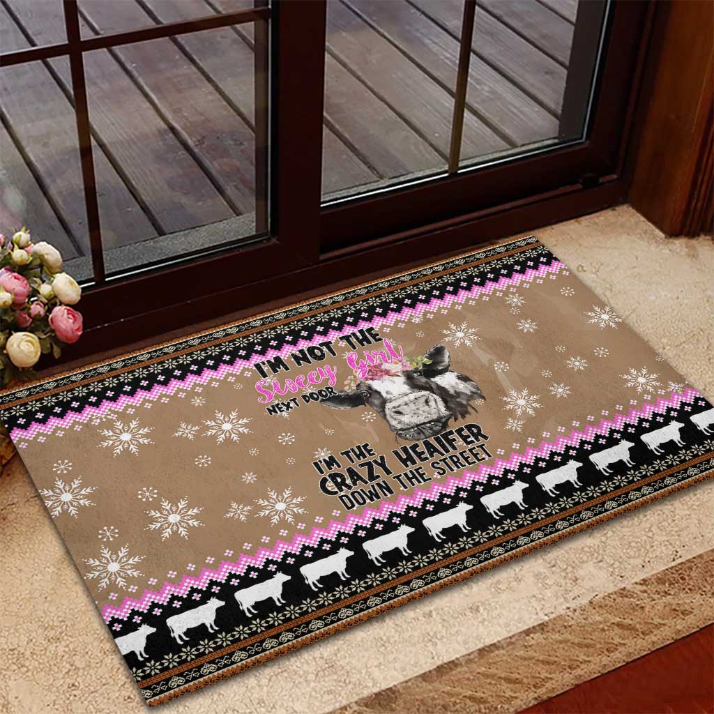 The Crazy Heifer Christmas Rubber Doormat Xmas Holiday Patterns - Wonder Print Shop