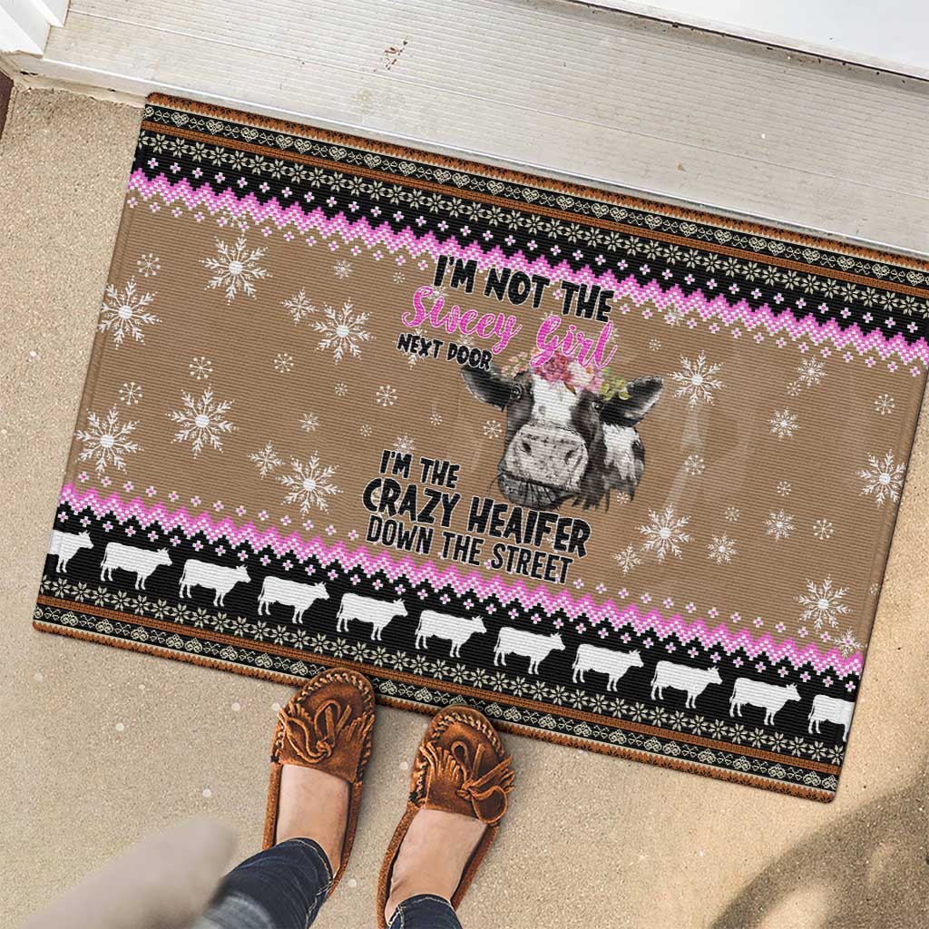 The Crazy Heifer Christmas Rubber Doormat Xmas Holiday Patterns - Wonder Print Shop