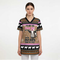 The Crazy Heifer Christmas Scrub Top Xmas Holiday Patterns - Wonder Print Shop