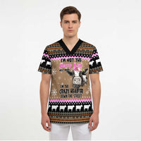 The Crazy Heifer Christmas Scrub Top Xmas Holiday Patterns - Wonder Print Shop