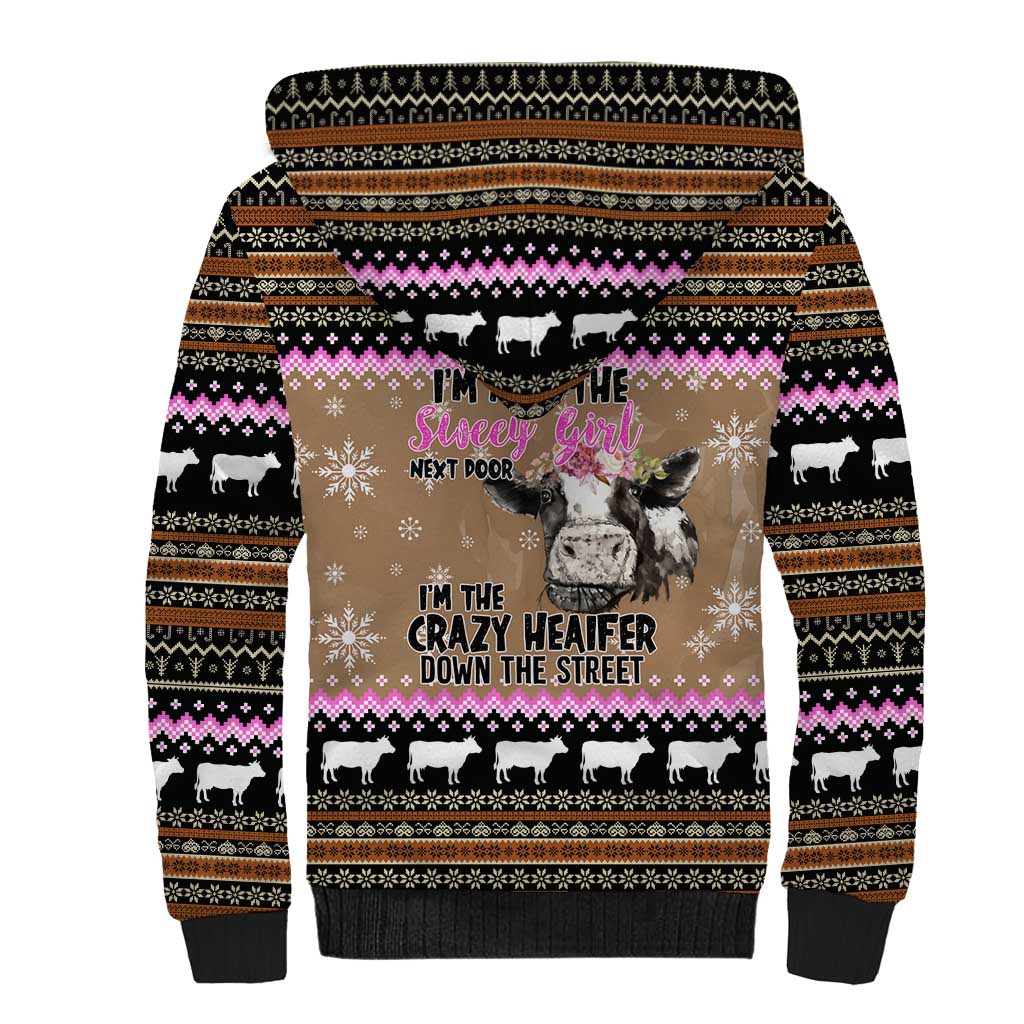 The Crazy Heifer Christmas Sherpa Hoodie Xmas Holiday Patterns - Wonder Print Shop