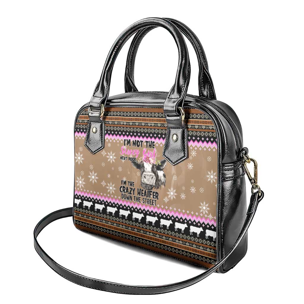 The Crazy Heifer Christmas Shoulder Handbag Xmas Holiday Patterns - Wonder Print Shop