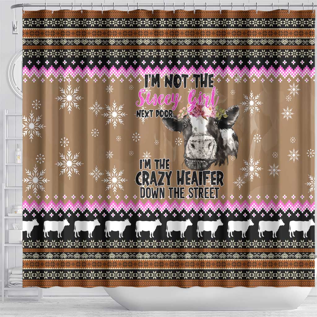 The Crazy Heifer Christmas Shower Curtain Xmas Holiday Patterns - Wonder Print Shop
