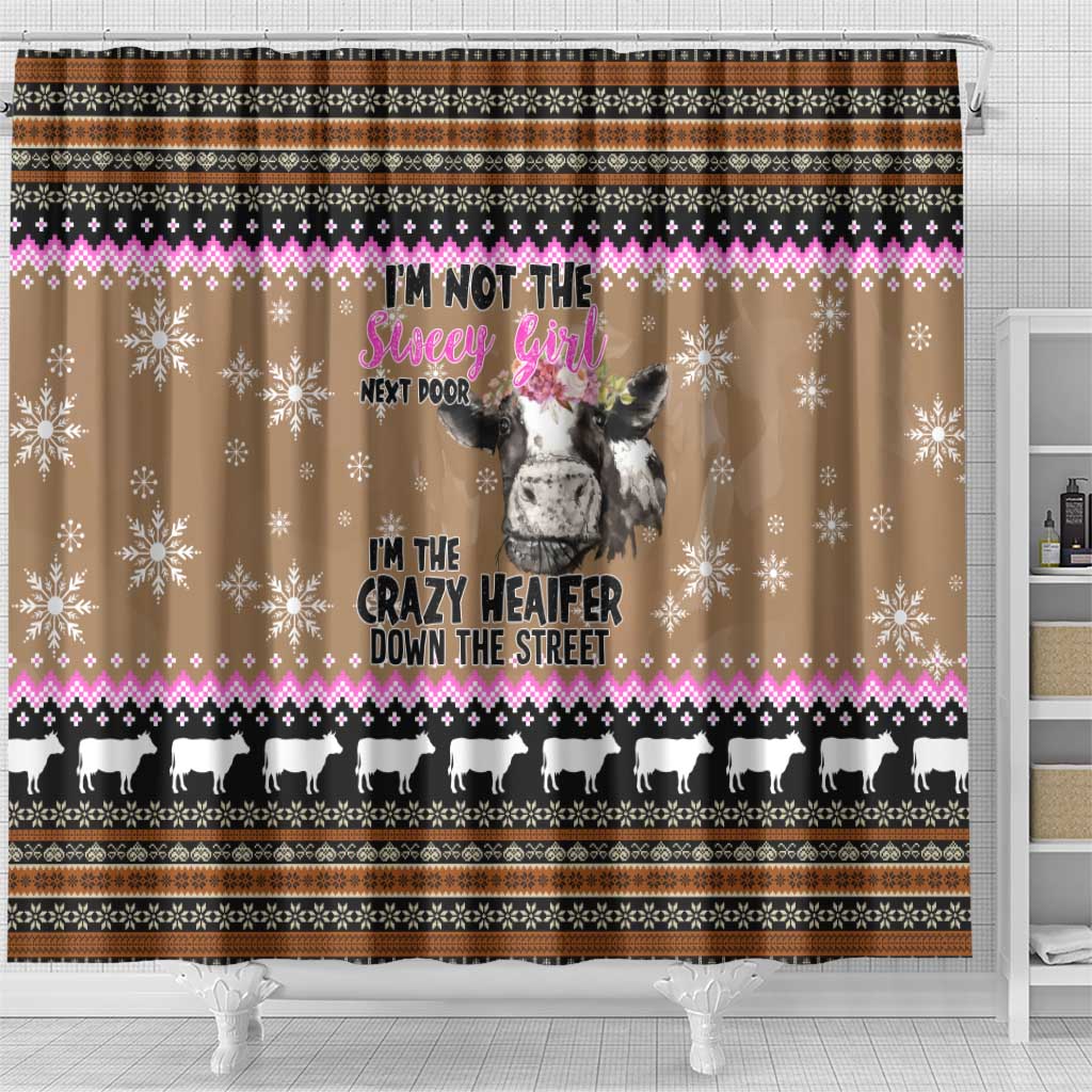 The Crazy Heifer Christmas Shower Curtain Xmas Holiday Patterns - Wonder Print Shop