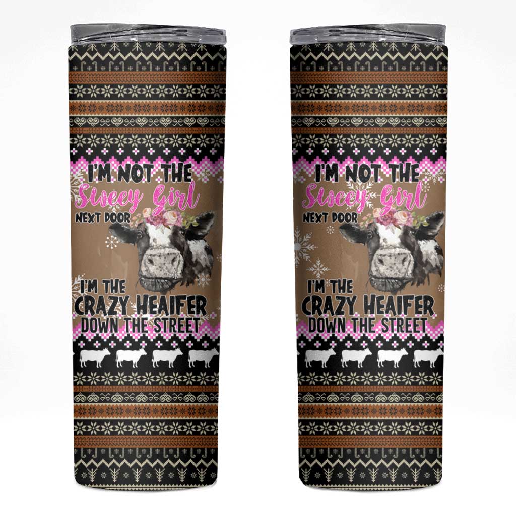 The Crazy Heifer Christmas Skinny Tumbler Xmas Holiday Patterns - Wonder Print Shop